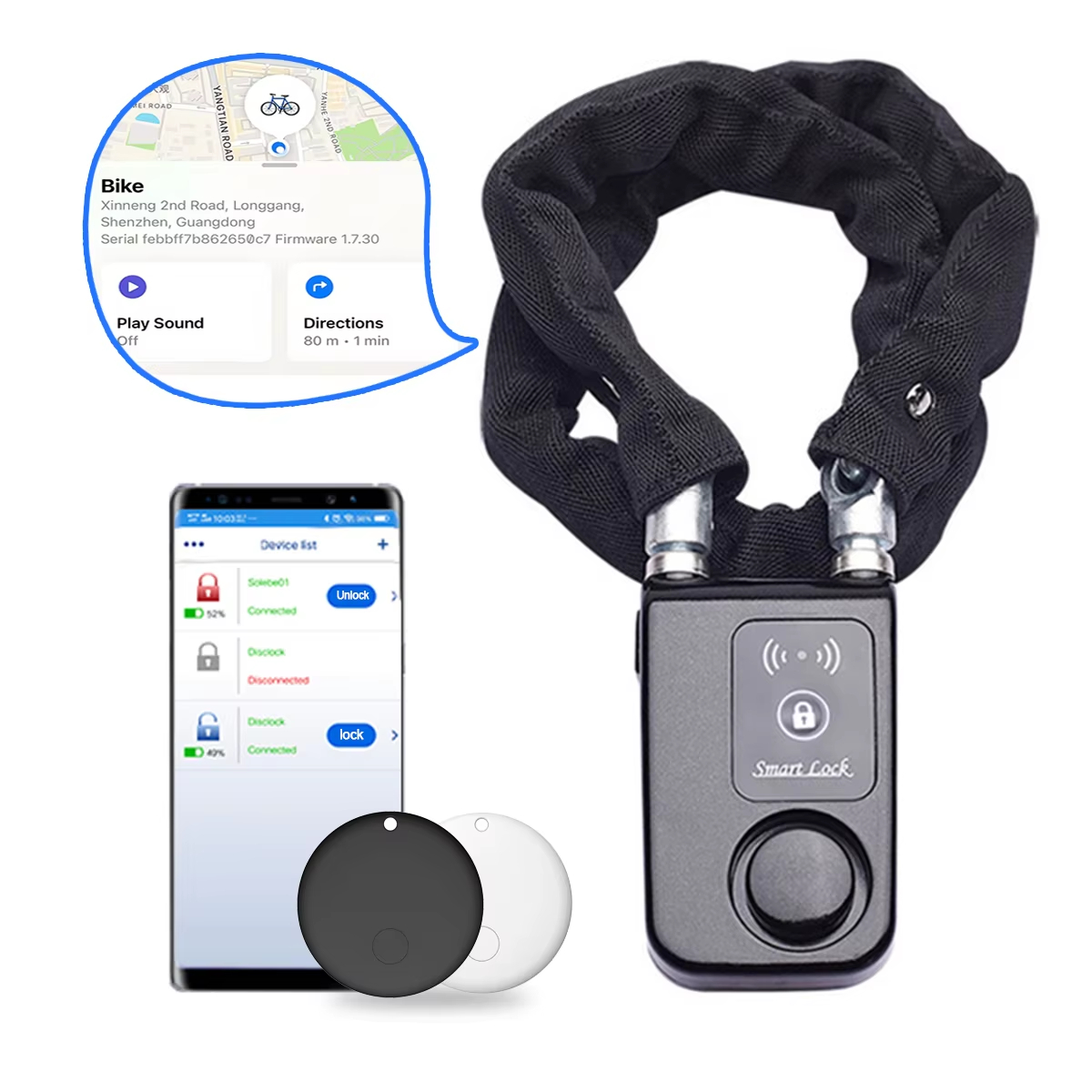 110dB Alarm Bike Chain Lock wi - Smart Home Group review and price