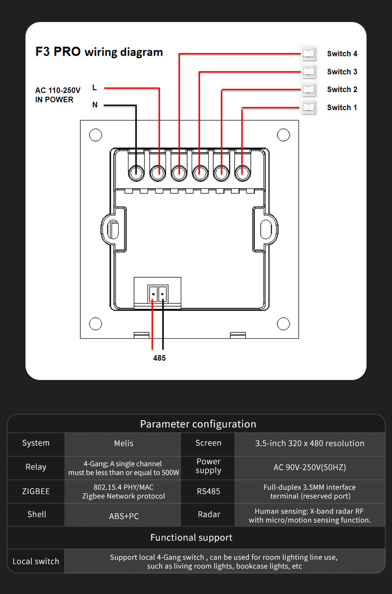 F3 Pro 3.5 Inch IPS Touch Pane - Smart Home Control Panel review and price